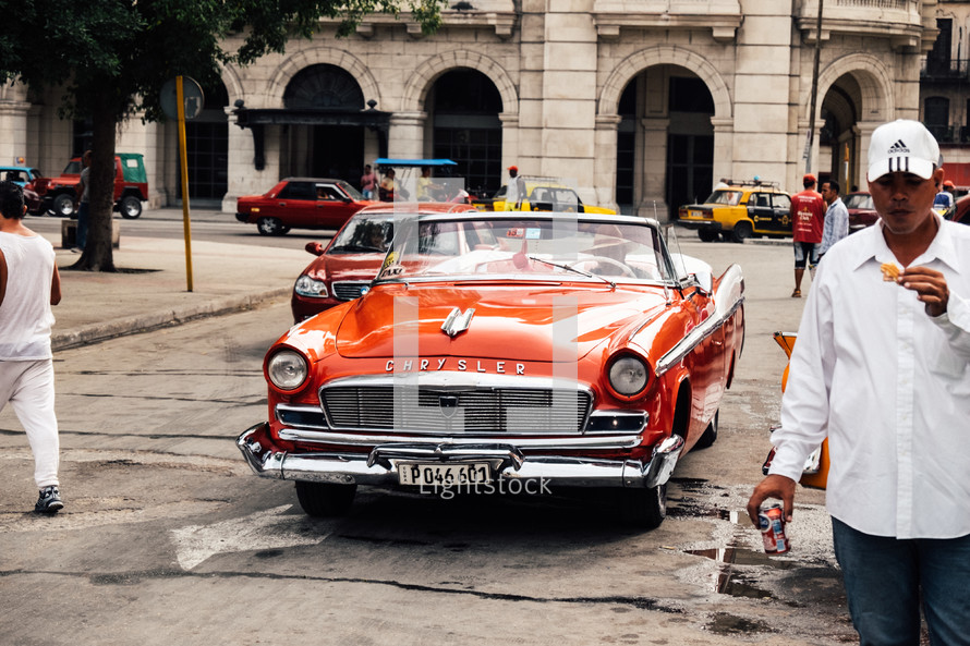 vintage cars on downtown streets in Havana, Cuba 