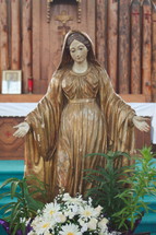figure of Mother Mary in a church 