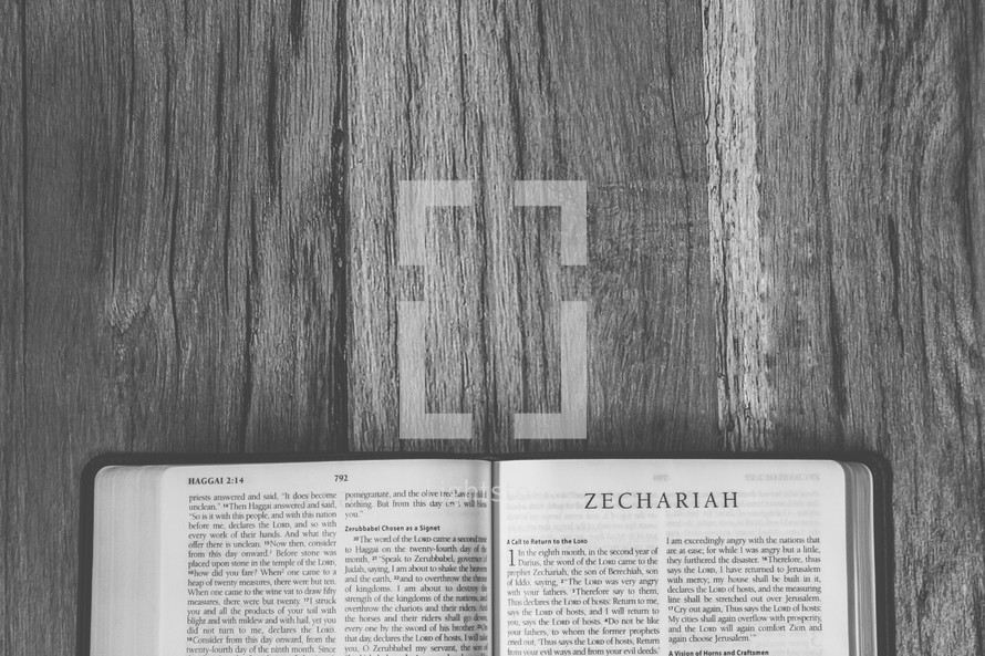 Bible opened to Zechariah 