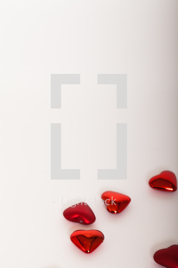 red hearts on a white background 