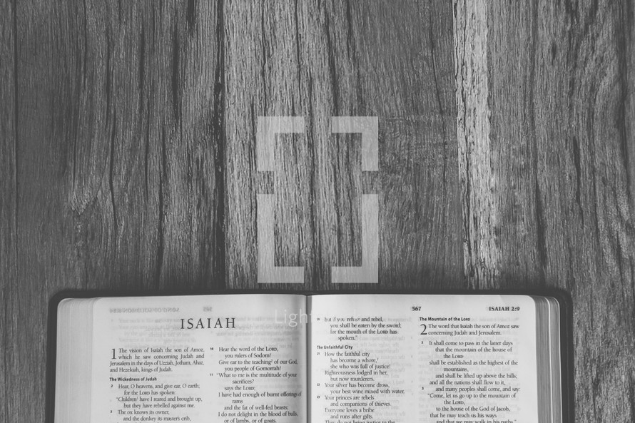 Bible opened to Isaiah 