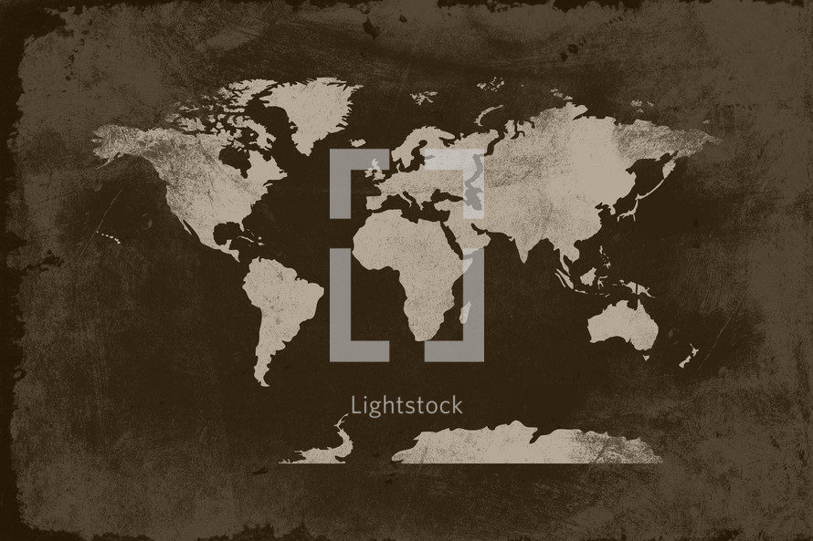 Grunge world map background.