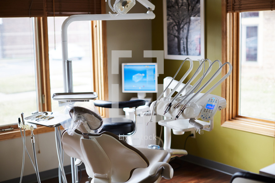 chair in a dental exam room 
