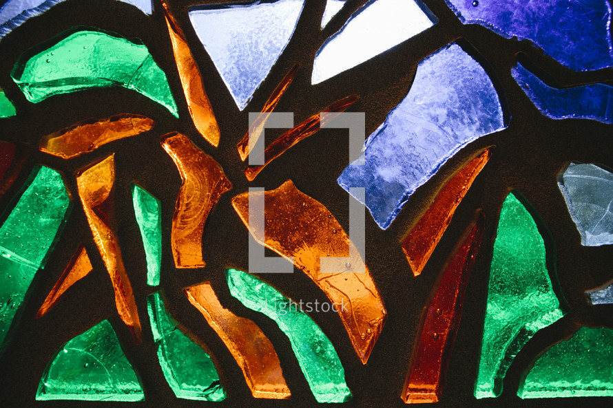 close-up details of a stained glass window