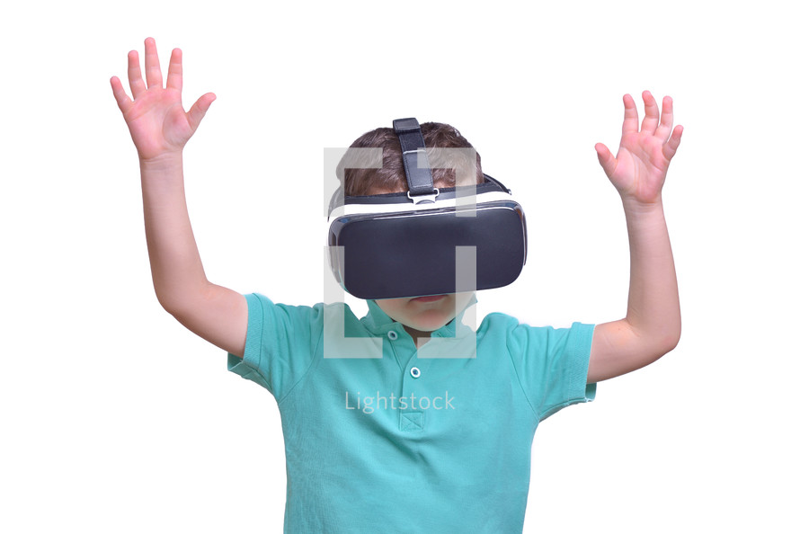 child with VR glasses 