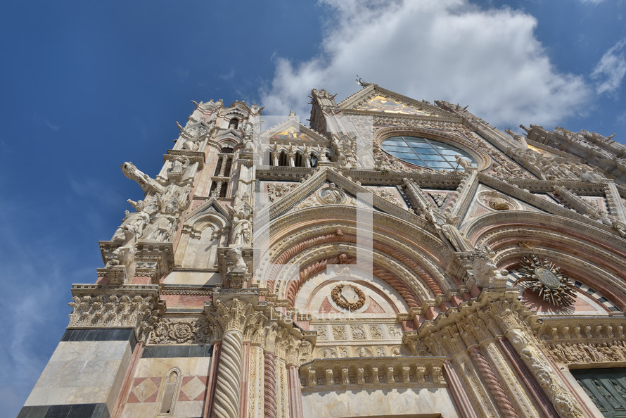 Front wall of the Siena Cathedral, region of Tuscany, Italy. Siena Dome