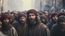 Portrait of a Pharisee in the streets of Jerusalem. New testament. Christian illustration.