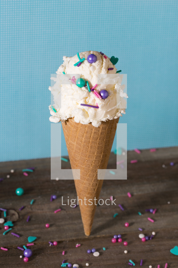 ice cream cone with sprinkles 