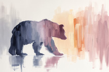 Elegant abstract painting of a brown bear with dynamic brushstrokes and serene earth-toned colors, perfect for modern home decor and gallery walls.