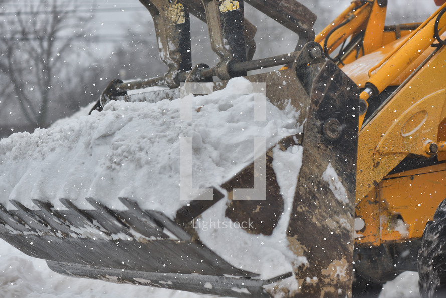 bulldozer with snow 