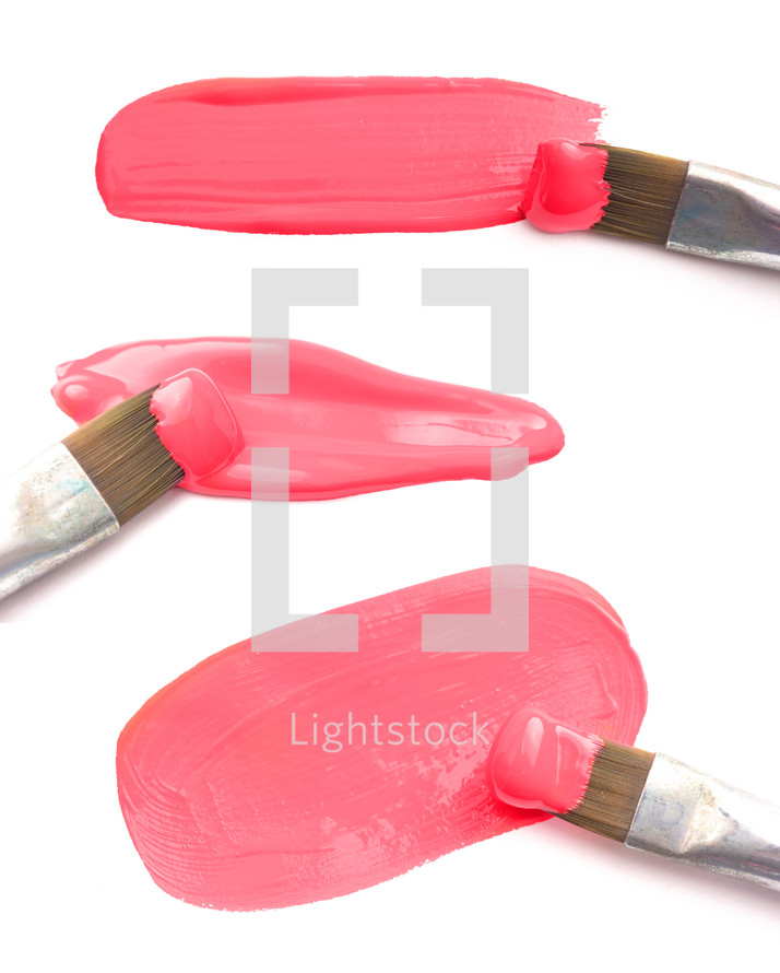 A Collection of pink Paint Swatches with a Paint Brushes
