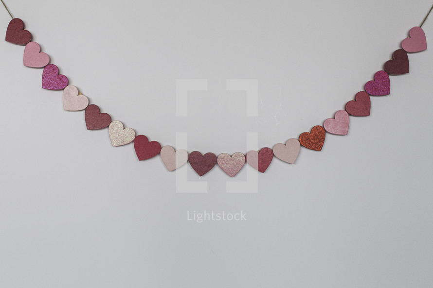 banner of Valentine hearts on a white background 