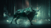 Digital bull representing finance. 
