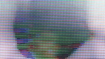 LCD screen macro glitch effect overlay, LED screen pixels in close-up, forming patterns, to be used as overlay or background