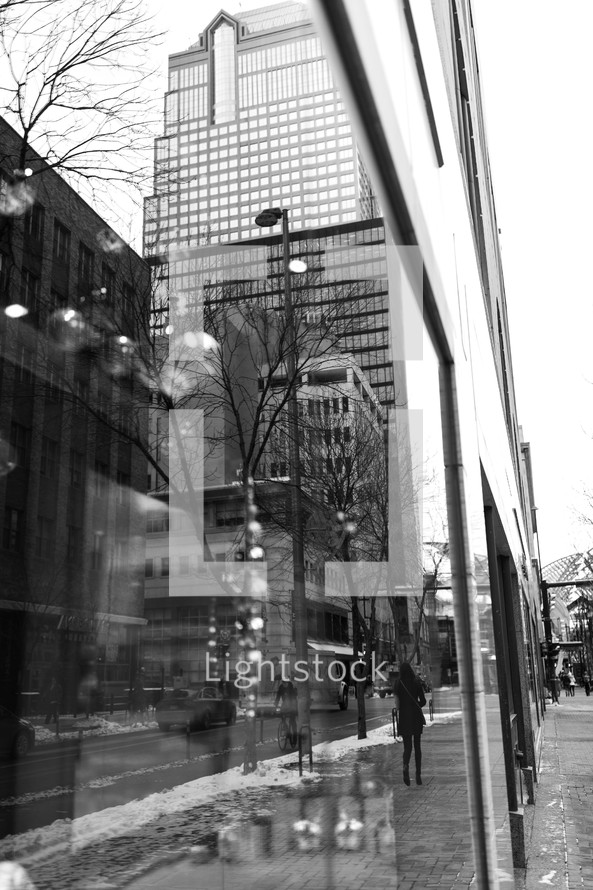 reflections on a city street