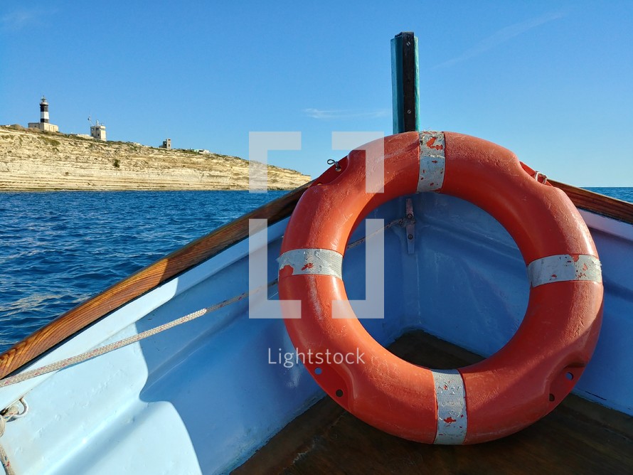 life ring on a rowboat 