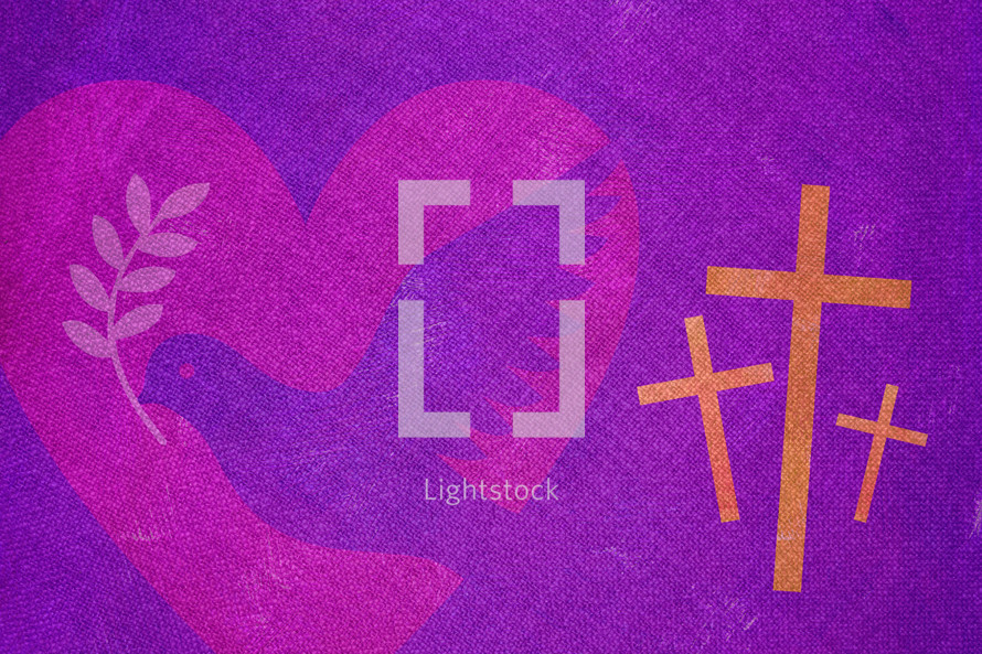 dove and three crosses 