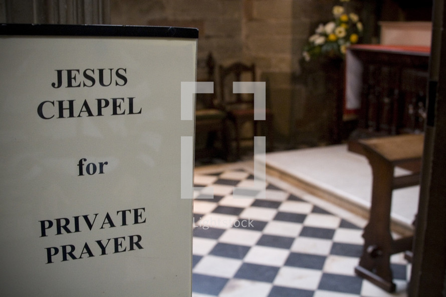 chapel sign for private prayer