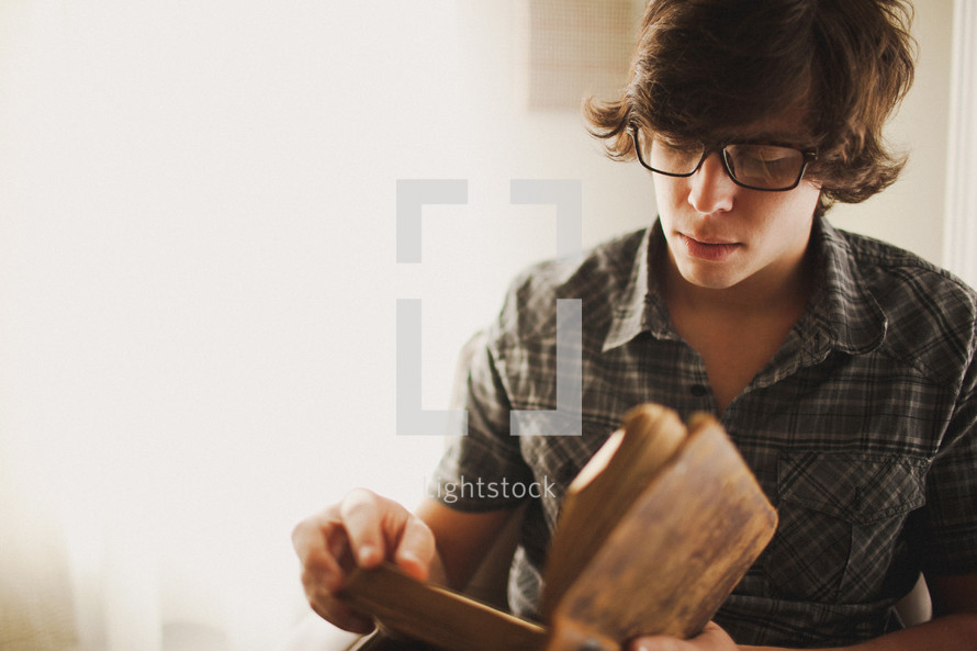 Man reading bible