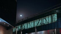 Elevated pedestrian tunnel In The Night 
