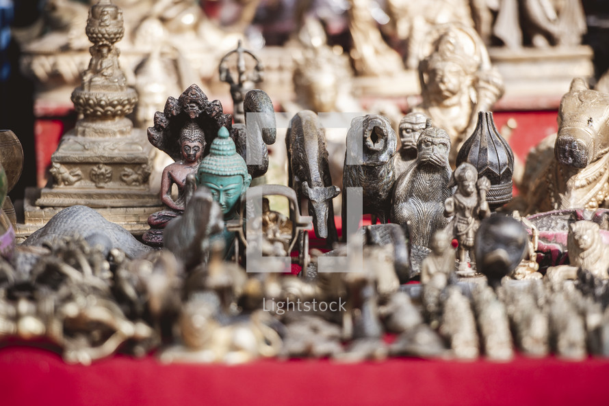 figurines at a market in Tibet