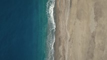 Relaxing calm sea waves. Aerial top view 