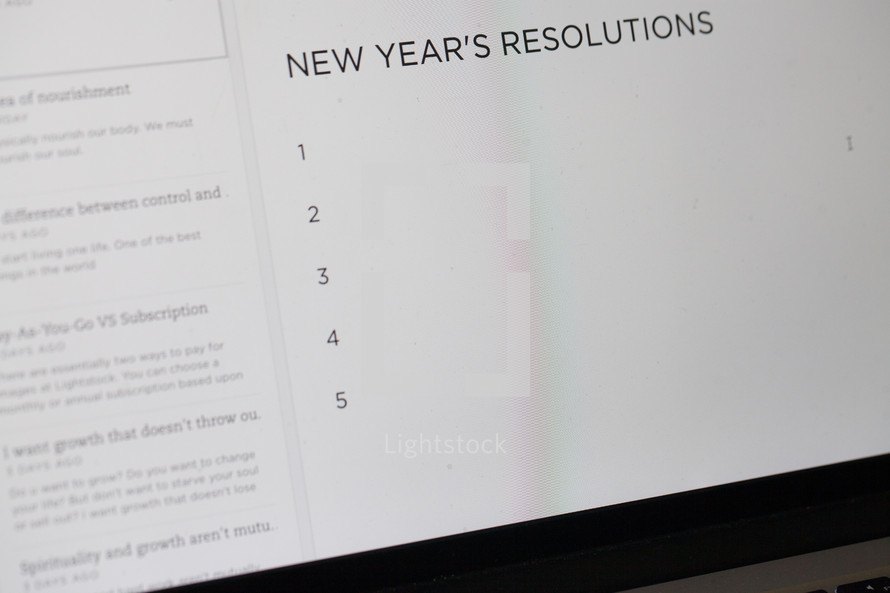 typed list of New Year's resolutions 
