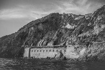 stone wall in sea cliff 