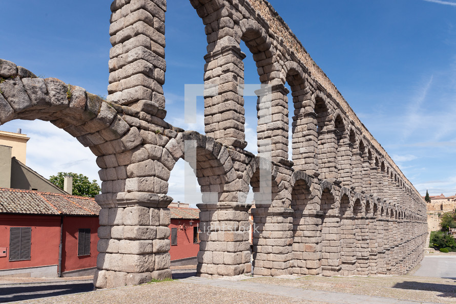 ancient aqueduct in Segovia, Castilla y Leon, Spain