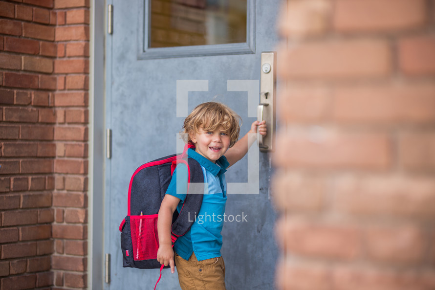 a child entering a school 