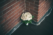bridal bouquet in a corner 