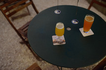 beverages on an outdoor table 