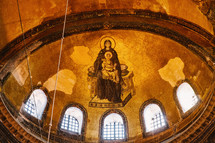 A painting on a Cathedral roof in Turkey. 