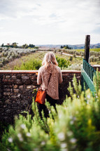 woman in a vineyard in Italy 