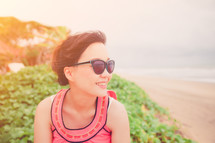 woman in sunglasses on a beach 