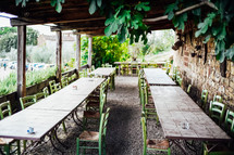 outdoor tables at a winery in Italy 
