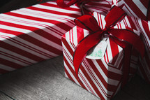 red and white Christmas gifts 