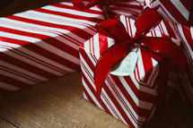 red and white Christmas gifts 