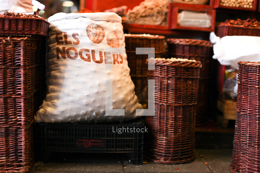 baskets in a market