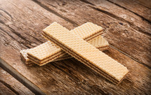 wafers on a wood background 