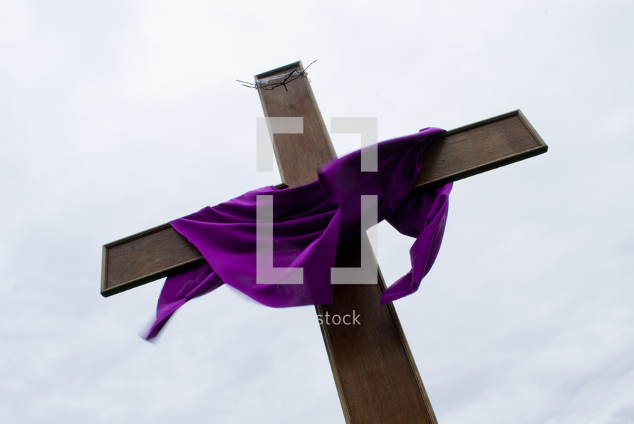 purple shroud over a cross