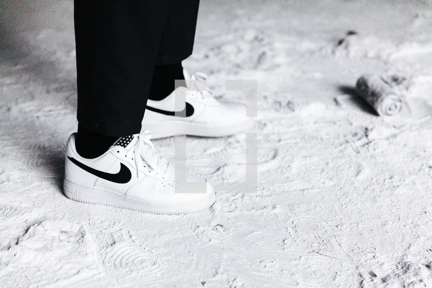 sneakers in snow 