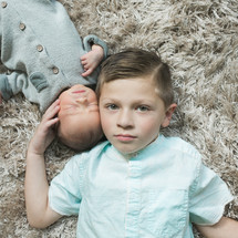 big brother and newborn baby brother portrait 