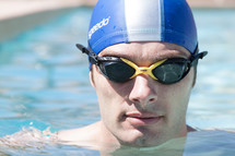 swimmer with a swim cap and goggles 