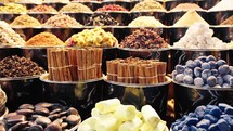 The Variety Of Spices In A Souk Market 