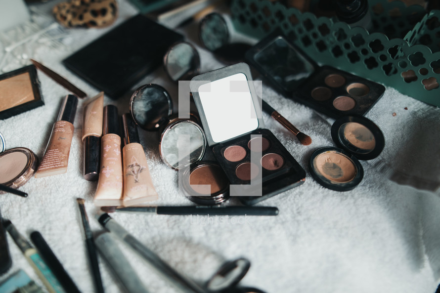 makeup on a table 