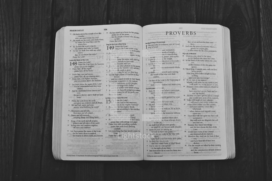 Open Bible in book of Proverbs