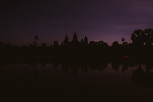 silhouette of a temple in Cambodia 