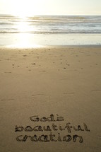 writing in the sand: God's beautiful creation. 