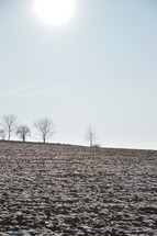 Snowfields on a frozen acre in wintertime.
